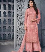 Pink embroidered net salwar