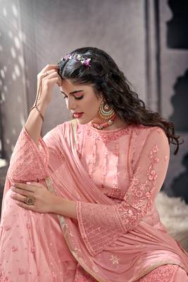 Pink embroidered net salwar 2