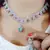 Rhodium Plated Brass Stone Encrusted Multicolor Necklace Set