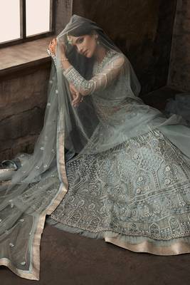 Women's Blue Net Sequin Salwar Suit 2