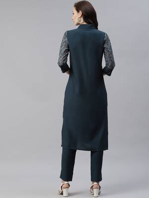 Beautiful Digital Printed Teal Colour Rayon Kurti For Ethnic Look 2
