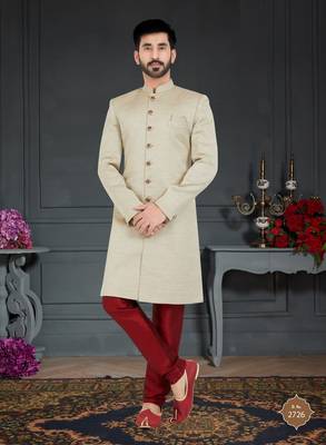 Off white Jacquard embroidered Sherwani 1