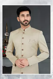 Off white Jacquard embroidered Sherwani