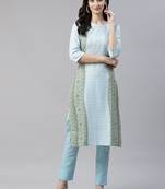 Beautiful Digital Printed Sky Blue Colour Rayon Kurti For Ethnic Look