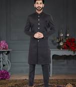 Black Sartin embroidered Sherwani