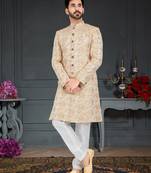 White Jacquard embroidered Sherwani