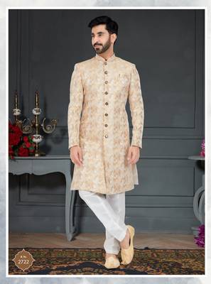 White Jacquard embroidered Sherwani 2