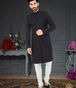 blue Rayon embroidered Sherwani