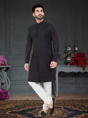 blue brocade sherwani with embroidered work design 2