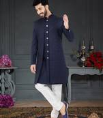 blue Sequence embroidered Sherwani