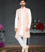 White Jacquard embroidered Sherwani