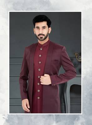 Maroon Sartin embroidered Sherwani 2