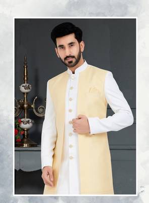 White Jacquard embroidered Sherwani 2