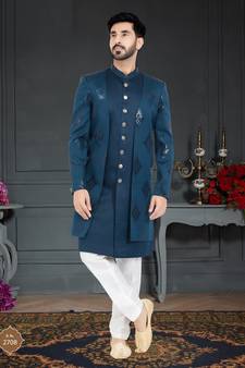 blue Sequence embroidered Sherwani