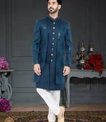 blue Sequence embroidered Sherwani