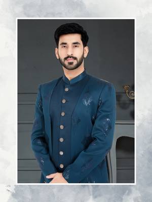 blue Sequence embroidered Sherwani 2