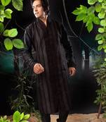 Black embroidered art silk sherwani
