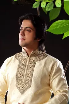 Fawn embroidered art silk kurta-pajama