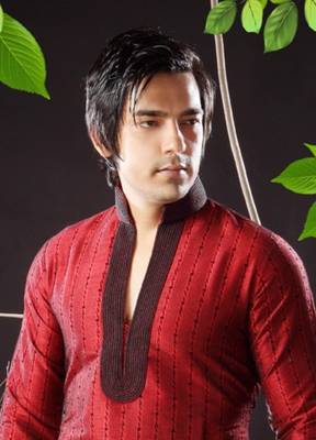 Red embroidered art silk kurta-pajama 2
