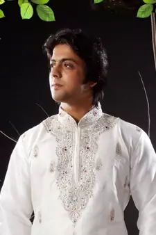 Fawn embroidered art silk kurta-pajama