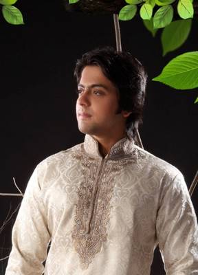 Fawn embroidered art silk kurta-pajama 2