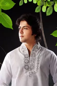 White embroidered linen kurta-pajama
