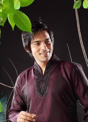 Purple embroidered art silk kurta-pajama 2