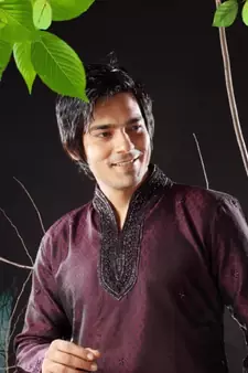 Purple embroidered art silk kurta-pajama