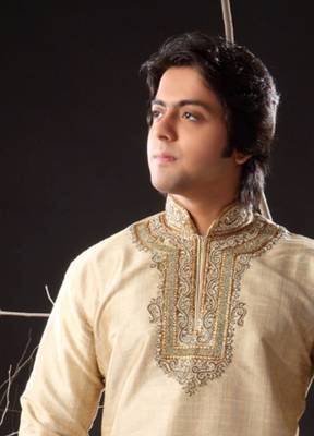 Fawn embroidered art silk kurta-pajama 2