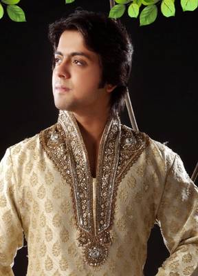 Fawn embroidered art silk kurta-pajama 2