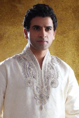 White embroidered art silk kurta-pajama 2
