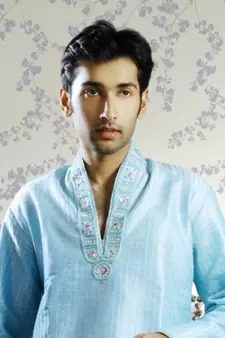 Blue embroidered art silk kurta-pajama