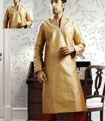 Gold embroidered art silk kurta-pajama