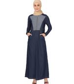 Blue plain denim abaya