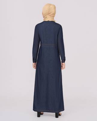 Blue plain denim abaya 2