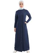 Blue plain denim abaya