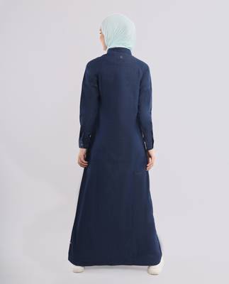 Blue plain denim abaya 3