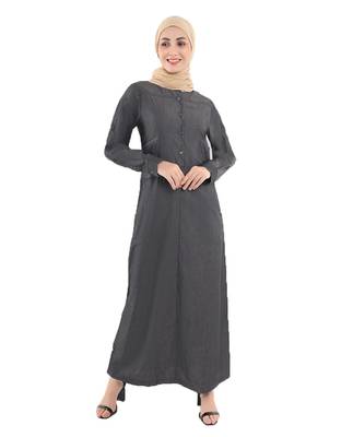Black plain denim abaya 1