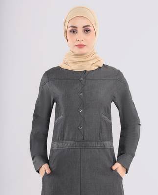 Black plain denim abaya 2