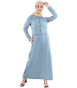 Blue plain denim abaya