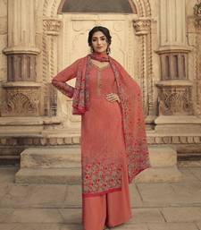 Vibrant Gajri Crepe Heavy Embroidered Kashmiri long Straight one Piece with Cute Potli main image 1