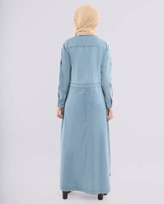 Blue plain denim abaya 3