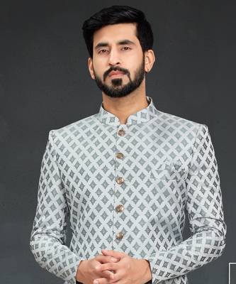 Gray Jacquard Printed Sherwani 2