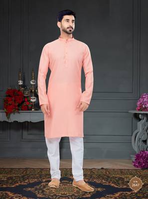 pink printed jaquard kurta-pajama 1