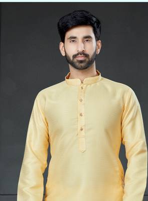Yellow embroidered cotton_silk dhoti-kurta 2