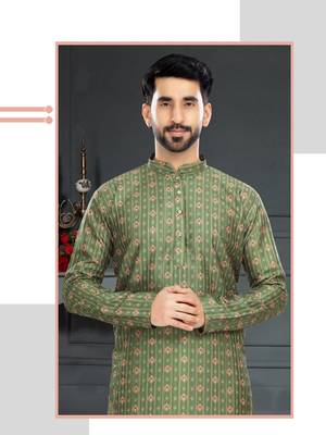 green printed Silk kurta-pajama 2