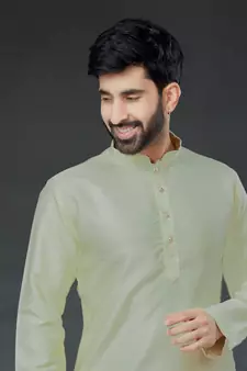 green embroidered cotton_silk dhoti-kurta