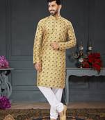 multicolor printed Silk kurta-pajama