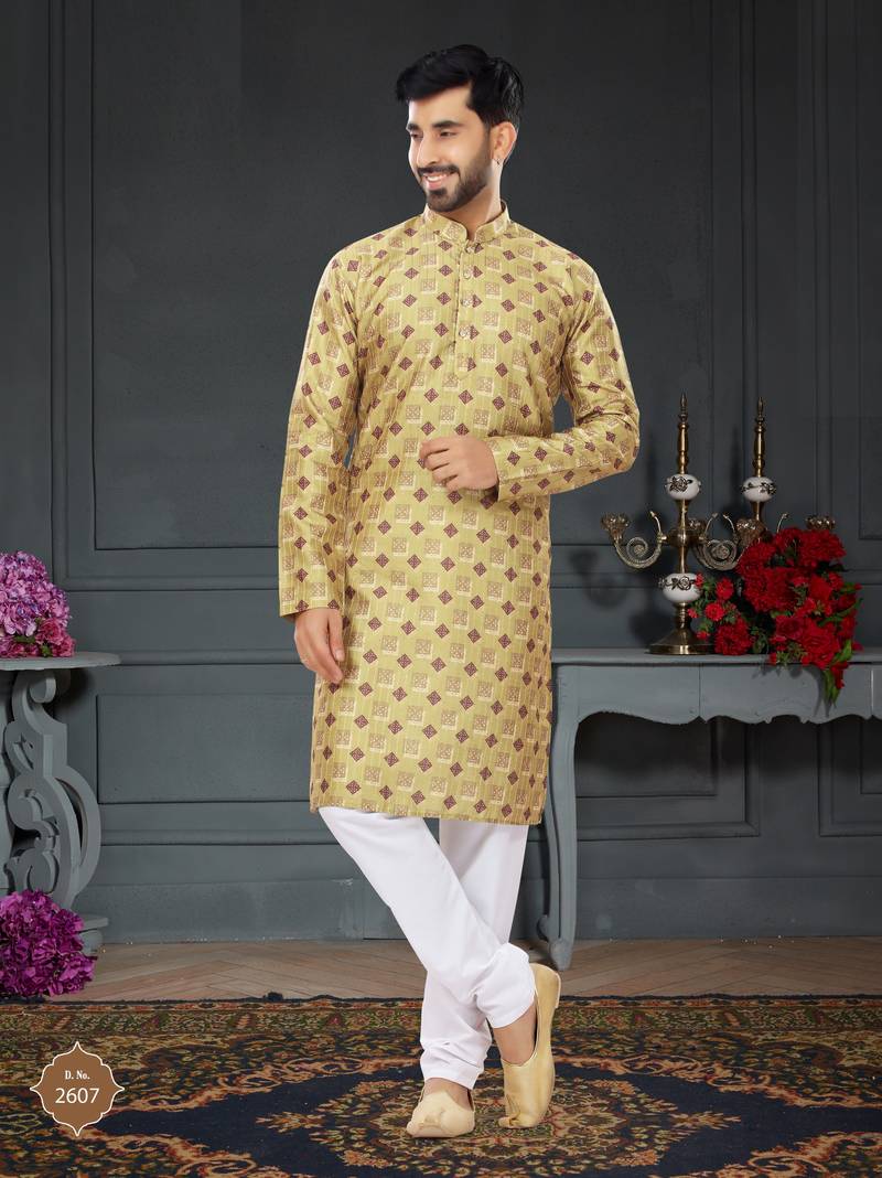 multicolor printed Silk kurta-pajama