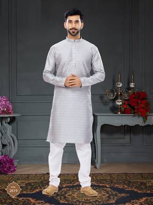 purple printed Silk kurta-pajama 1